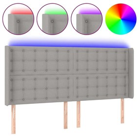 Κεφαλάρι Κρεβατιού LED Ανοιχτό Γκρι 163x16x118/128 εκ. - Γκρι