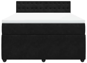 vidaXL Κρεβάτι Boxspring με Στρώμα Μαύρο 160x200 εκ. Βελούδινο