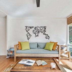 Decorative Metal Wall Accessory World Map Metal Decor 4 Black