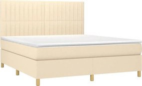 vidaXL Κρεβάτι Boxspring με Στρώμα Κρεμ 160x200 εκ. Υφασμάτινο