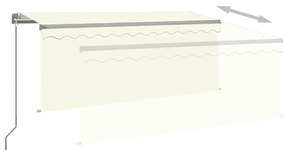 vidaXL Τέντα Συρόμενη Χειροκίνητη με Σκίαστρο & LED Κρεμ 3 x 2,5 μ.