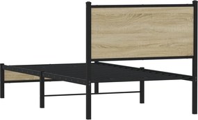 vidaXL Σκελετός Κρεβ. Χωρίς Στρώμα Sonoma Δρυς 90x200 εκ. Μεταλλικό