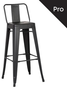 RELIX Σκαμπό Bar-Pro με Πλάτη, Μέταλλο Βαφή Μαύρο Matte 43x43x76/100cm Ε5199,1Μ