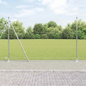 vidaXL Φράχτης με Στήλες. Ασημί 1.6 x 25 m Ατσάλι με επικάλυψη PVC