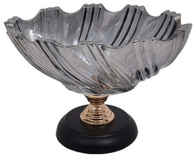 Διακοσμητικό Μπωλ Με Πόδι 373-223-933 36x19x22cm Black-Gold Glass