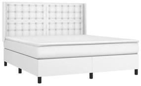 Κρεβάτι Boxspring με Στρώμα Λευκό 180x200 εκ. Συνθετικό Δέρμα - Λευκό