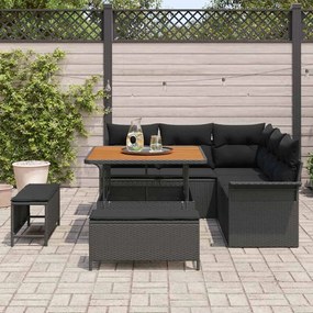 vidaXL Σετ Καναπέ Κήπου Ρυθμιζόμενο ύψος 8 pcs Μαύρο συνθετικό ρατάν