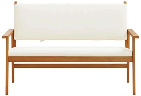vidaXL Παγκάκι κήπου με μαξιλάρι Κρέμες λευκό Στερεό Ξύλο Ακακίας