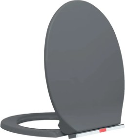 vidaXL Κάλυμμα Λεκάνης με Soft Close &amp;amp; Quick Release Οβάλ Γκρι