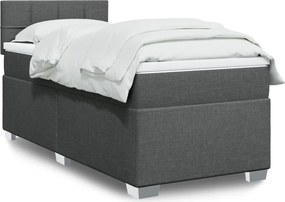 vidaXL Κρεβάτι Boxspring με Στρώμα Σκούρο Γκρι 90x190 εκ. Υφασμάτινο
