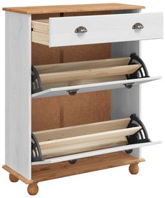 vidaXL Ντουλάπι Παπουτσιών  ASKIM Λευκό 85x35x108 εκ. Μασίφ Ξύλο Πεύκου