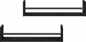 vidaXL Ράφι Τοίχου Επιτοίχιο 2 pcs Μαύρη Οξυά 60 x 16 x 14 cm