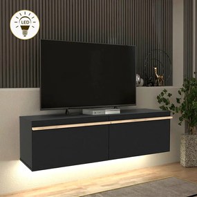 Έπιπλο τηλεόρασης επιτοίχιο Morel Megapap με LED χρώμα μαύρο 140x41,8x40εκ.-GP042-0247,1