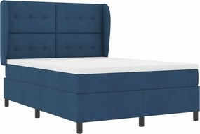 vidaXL Κρεβάτι με ελατήρια με στρώμα Μπλε 140 x 200 cm ύφασμα