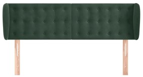 vidaXL Κεφαλάρι με Πτερύγια Σκούρο Πράσινο 147x23x78/88 εκ. Βελούδινο