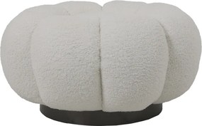 Σκαμπό Nester pakoworld μπουκλέ ύφασμα σε λευκή απόχρωση Φ60x31εκ