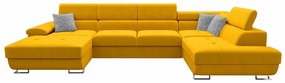 Γωνιακός Καναπές Miami 309, Κίτρινο, Λειτουργία ύπνου, Αποθηκευτικός χώρος, 345x202x71cm