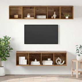 vidaXL Σετ επίπλου τηλεόρασης 4 pcs Παλιό ξύλο 37 x 37 x 142.5 εκ