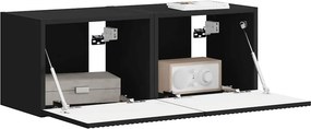 vidaXL Ντουλάπι Τηλεόρασης Τοίχου 2 pcs Μαύρο Επεξεργασμένο Ξύλο