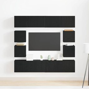 vidaXL Σετ Κασετών Τηλεόρασης 6 Τεμαχίων, Τοίχου από Μαύρο Δρυς