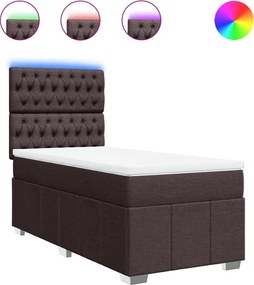 vidaXL Κρεβάτι Boxspring με Στρώμα Σκούρο Καφέ 100x200 εκ. Υφασμάτινο
