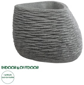 20759 GloboStar® Artificial Garden RONDA 20759 Επιδαπέδιο Πολυεστερικό Τσιμεντένιο Κασπώ Γλάστρα - Flower Pot Γκρι Μ63 x Π41 x Υ47cm