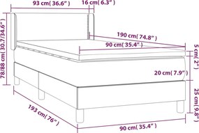 vidaXL Κρεβάτι Boxspring με Στρώμα Μαύρο 90x190 εκ.Υφασμάτινο