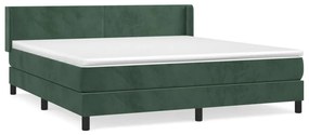 vidaXL Κρεβάτι Boxspring με Στρώμα Σκούρο Πράσινο 160x200εκ. Βελούδινο