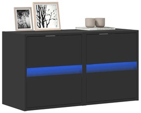 Έπιπλα Τοίχου Τηλεόρασης με LED 2 Τεμ. Μαύρα 41x31x45 εκ.