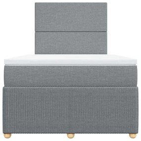vidaXL Κρεβάτι Boxspring με Στρώμα Ανοιχτό Γκρι 120x200 εκ. Υφασμάτινο