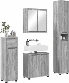 vidaXL Σετ Επίπλων Μπάνιου 4 pcs Γκρίζο Σονομα Επεξεργασμένο ξύλο