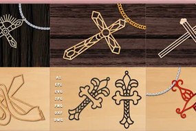 Σετ των 2 Intra απο ξύλο plywood 3mm-4mm πάχος – Σετ Ξύλινο Χριστιανικό Σταυρό Κολιέ Δίασταση 20x20 cm INTRAFABR-70106104