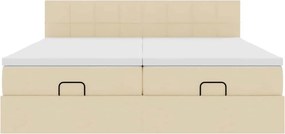 VidaXL Οθωμανικό κρεβάτι με στρώματα & LEDs Κρέμα 180x200cm ύφασμα