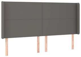 Κεφαλάρι Κρεβατιού LED Γκρι 163x16x118/128 εκ. Συνθετ. Δέρμα - Γκρι
