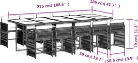 vidaXL Σετ Τραπεζαρίας Κήπου 11 τεμ Μαύρο από Συνθ. Ρατάν με Μαξιλάρια