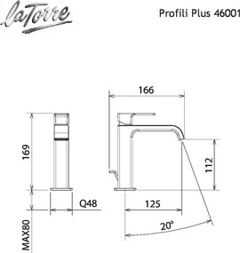 La Torre Profili Plus 46001 Chrome - Μπαταρία νιπτήρα