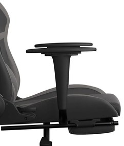 Καρέκλα Gaming Μασάζ Υποπόδιο Μαύρο&amp;Γκρι από Συνθετικό Δέρμα - Γκρι