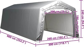 vidaXL Τέντα Αποθήκευσης Γκρι 300 x 900 εκ. Ατσάλινη
