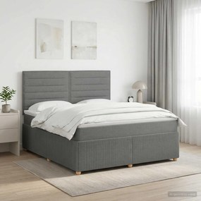 vidaXL Κρεβάτι box spring με στρώμα Σκούρο Γκρι 140 x 200 cm Ύφασμα