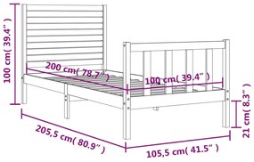 ΠΛΑΙΣΙΟ ΚΡΕΒΑΤΙΟΥ ΜΕ ΚΕΦΑΛΑΡΙ ΛΕΥΚΟ 100X200 ΕΚ. ΜΑΣΙΦ ΞΥΛΟ 3193197