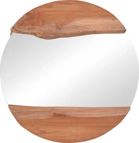 Καθρέπτης Alkmen pakoworld teak ξύλο σε φυσική απόχρωση Φ60x4εκ
