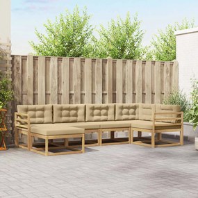 vidaXL Σειρά Καναπέ Εξωτερικού 5 pcs Λευκό και Μπεζ Πολυεστέρας