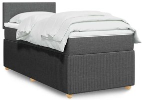 vidaXL Κρεβάτι Boxspring με Στρώμα Σκούρο Γκρι 90x200 εκ. Υφασμάτινο