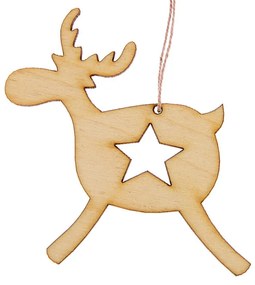 Intra απο ξύλο plywood 3mm-4mm πάχος - Χριστουγεννιάτικο Κρεμαστό Ελάφι με Αστέρι Δίασταση 30x30 cm Intraeaxys-voq294do
