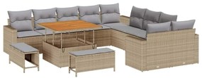 vidaXL Σετ Καναπέ Κήπου 13 pcs Μπεζ συνθετικό ρατάν
