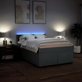 vidaXL Κρεβάτι Boxspring με Στρώμα Σκούρο Γκρι 140x200 εκ Υφασμάτινο