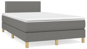 Κρεβάτι Boxspring με Στρώμα & LED Σκ.Γκρι 120x190εκ. Υφασμάτινο