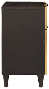 vidaXL Κομοδίνο Μαύρο και Χρυσό 50 x 33 x 60 εκ Μασίφ ξύλο μάνγκο
