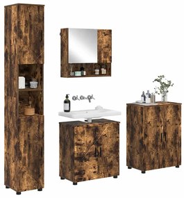 vidaXL Σετ Επίπλων Μπάνιου 4 pcs Καπνιστή δρυς 61 x 35 x 64 εκ.