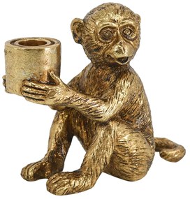 Artekko Animal Monkey Κηροπήγιο Μαϊμού Ρητίνη Χρυσό (15.5x7x12.8)cm